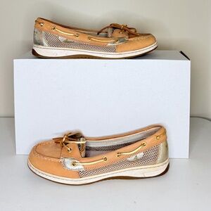 Women's Speedy Sz 9.5 Tan and Gold Boat Shoes